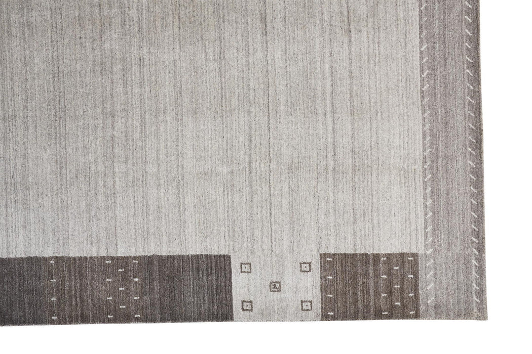 Wool Hand Knotted Stain Resistant Area Rug - Gray Silver And Black - 8' X 10'