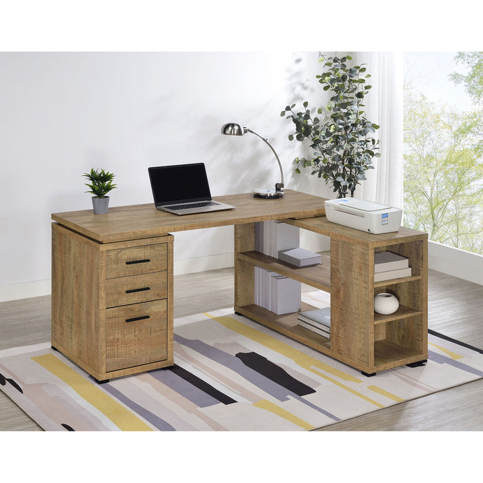 Caelum - L - Shaped Computer Desk With 3 Drawers - Mango Color Furniture Max