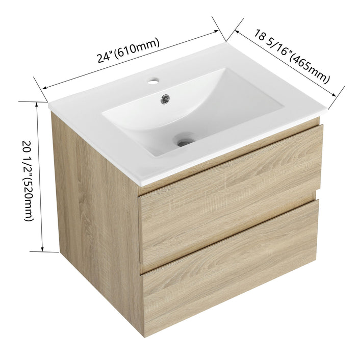 Wall Mounted Bathroom Vanity & Sink, 2 Soft Close Drawers Home Essentials