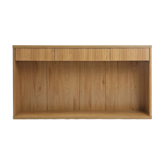 Fluted Console Table With 3 Drawers, Long Sofa Table Behind Couch For Living Room Home Essentials