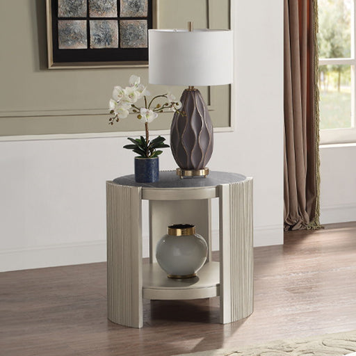Kasa - End Table - Sintered Stone & Champagne ACME
