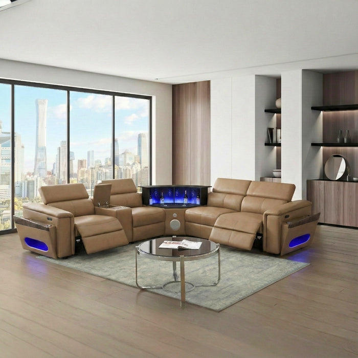Nova - Sectional With Bluetooth Speaker, LED And Lifting Wine Cabinet Matrix Furniture Group