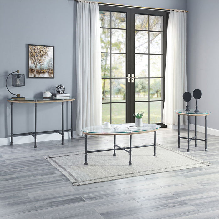 Brantley - Sofa Table - Clear Glass & Sandy Gray ACME