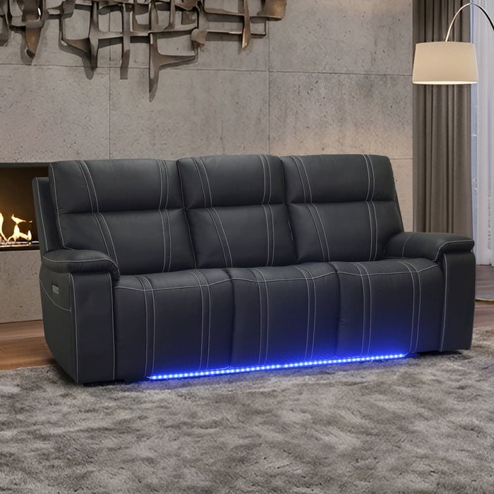 Hartley - Reclining Sofa With Power Headrest & Footrest - Black New Classic