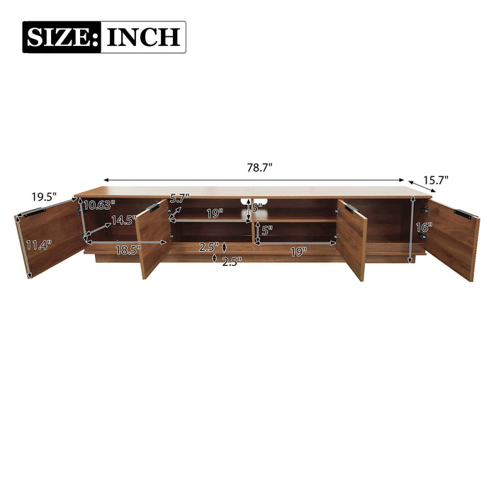 TV Stand, Entertainment Center & Fluted Door & Cable Management, Soft Closing Hinges - Walnut Hearth and Haven