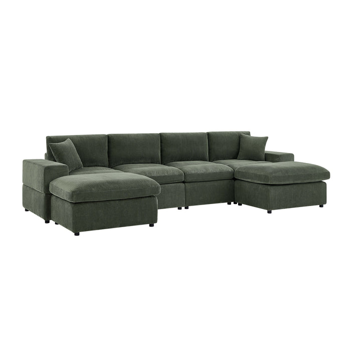 Upholstered Symmetrical Modular Sectional With 6 Seating Home Essentials