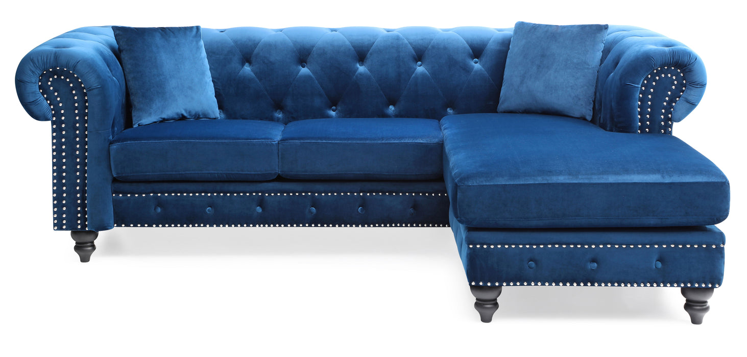 Glory Furniture Nola Sofa Chaise (3 Boxes), Navy Blue