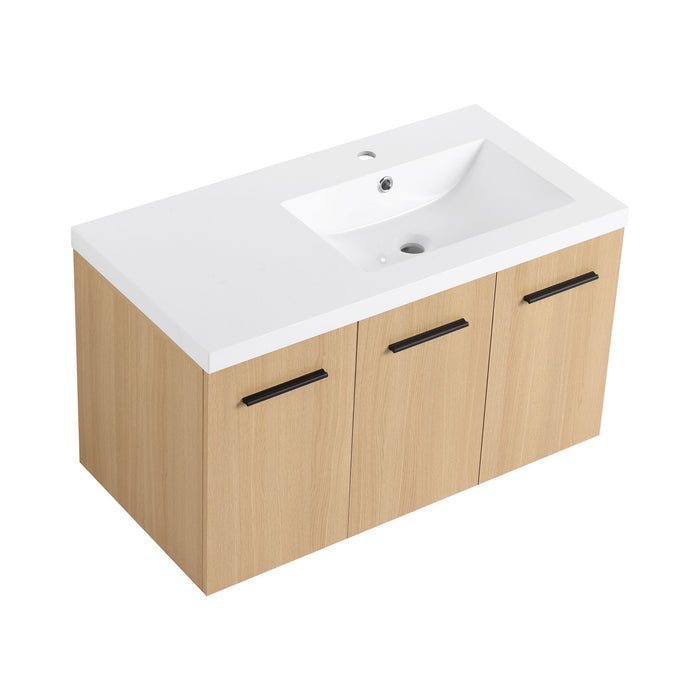 Wall Mounted Floating Bathroom Vanity With Sink, 3 Door Modular Cabinet Home Essentials