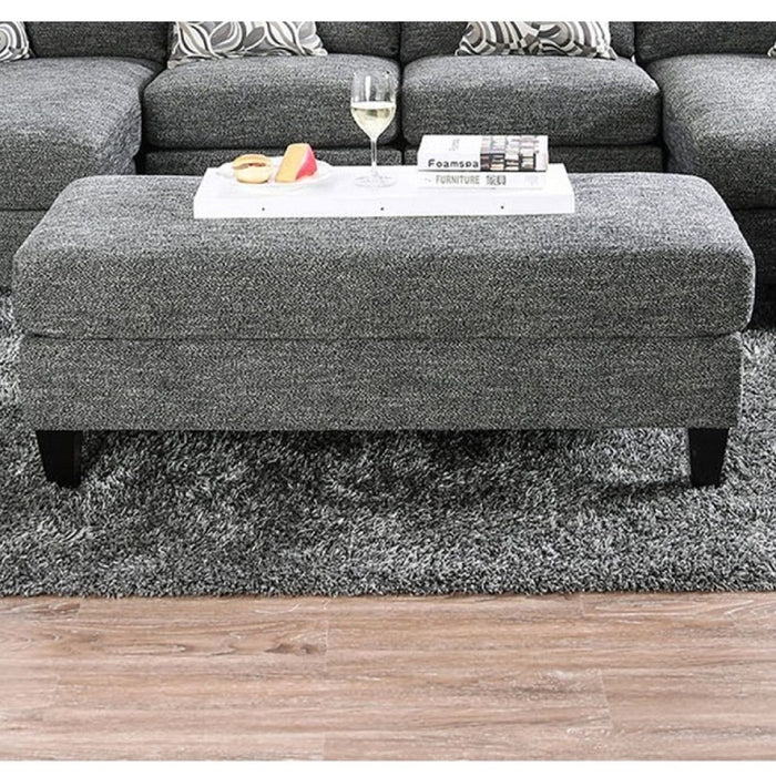 Ottoman With Plush Seat Living Room Furniture - Gray Home Essentials