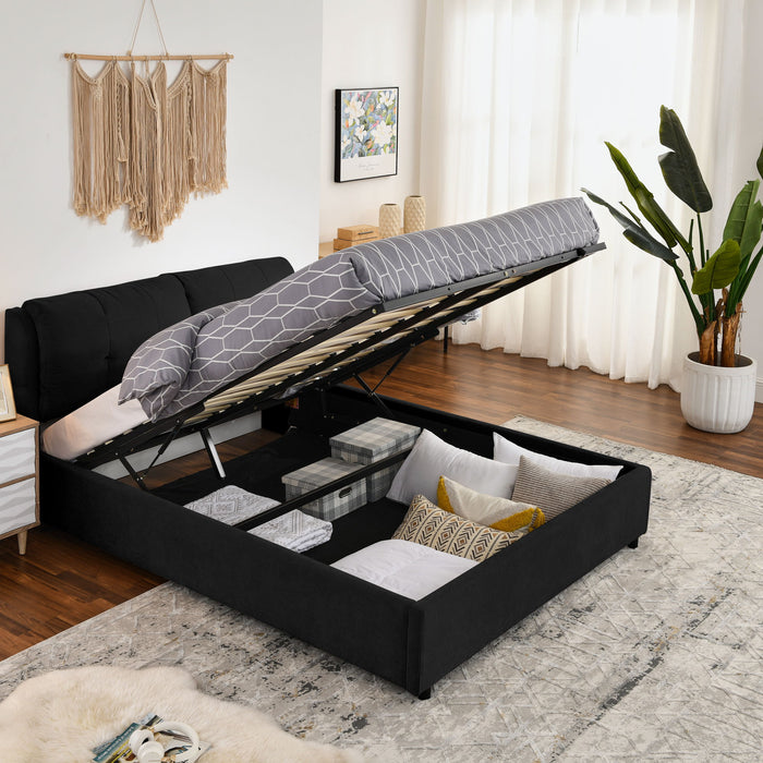 Storage Upholstered Hydraulic Platform Bed With Integrated Headboard Home Essentials