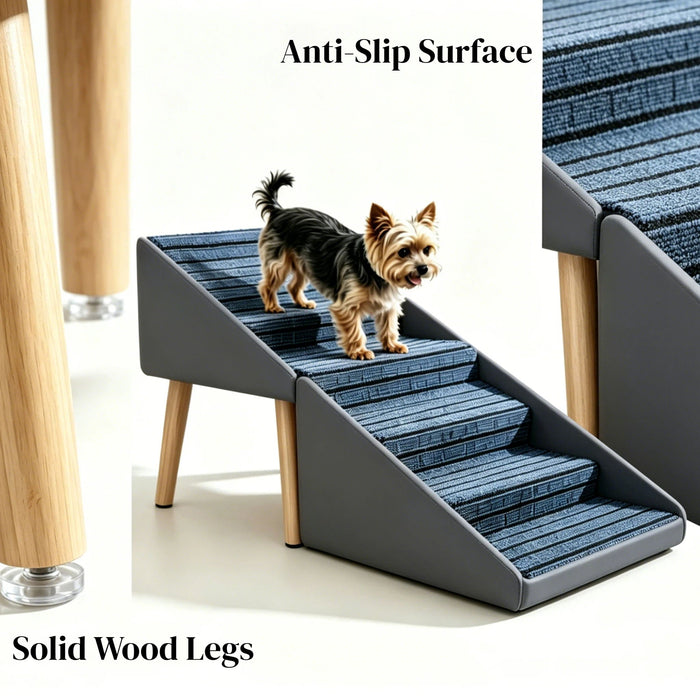 2 In 1 Dog Stairs For Bed And Couch, Foldable 6 Pet Steps - Gray Daily Nest