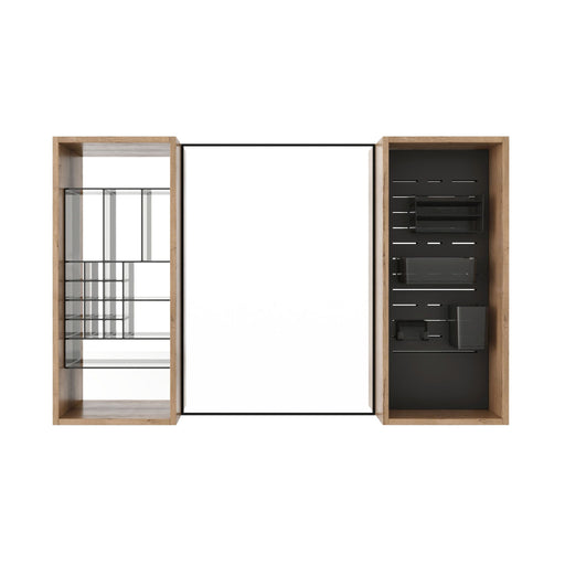 43.5" Mirror Cabinet With Storage, Wall Mounted Medicine Cabinet Frame With Shelves - Imitative Oak Home Essentials