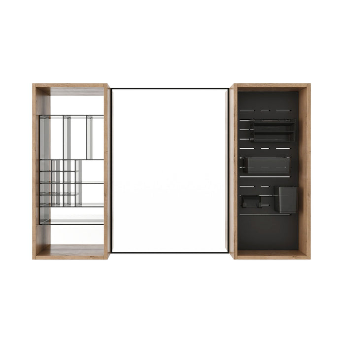 43.5" Mirror Cabinet With Storage, Wall Mounted Medicine Cabinet Frame With Shelves - Imitative Oak Home Essentials