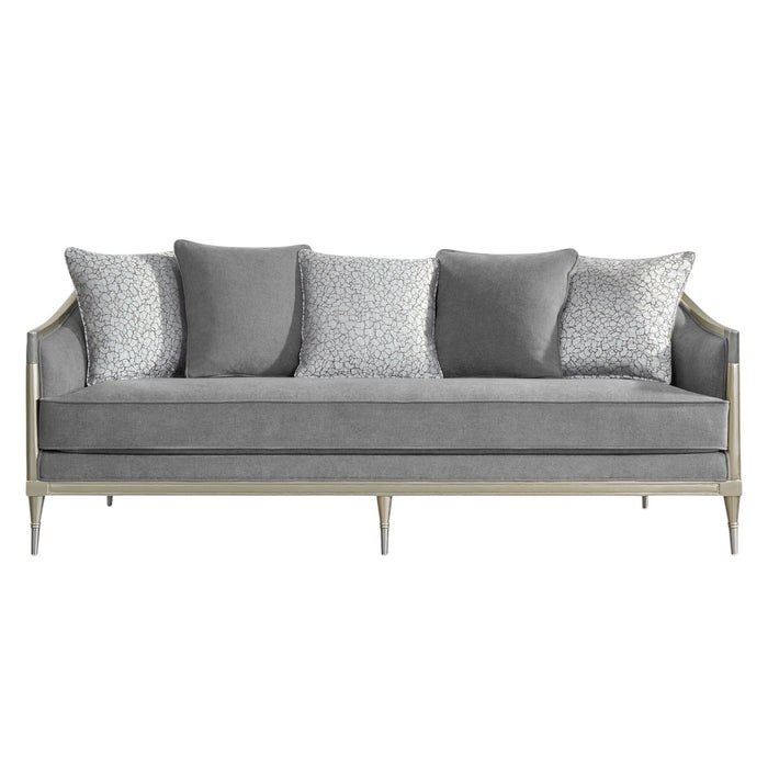 Fernando - Sofa With 5 Pillows - Champagne / Gray Acme