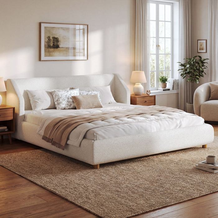 Modern Upholstered Bed Frame With Wingback Headboard Artistry At Home