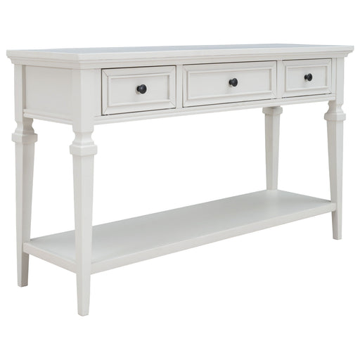 Classic Retro Style Console Table With 3 Top Drawers And Open Style Bottom Shelf - Antique White Hearth and Haven