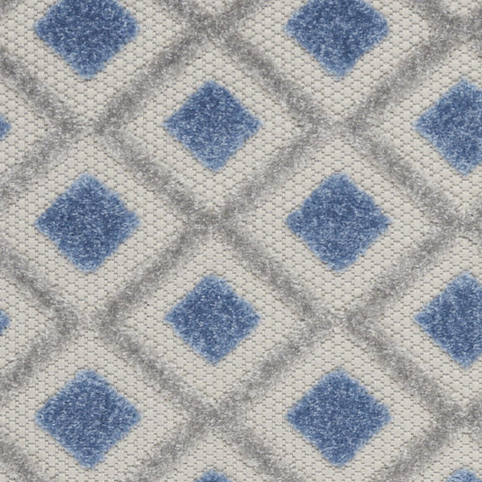 2' X 8' Gingham Non Skid Indoor / Outdoor Runner Rug - Blue / Gray