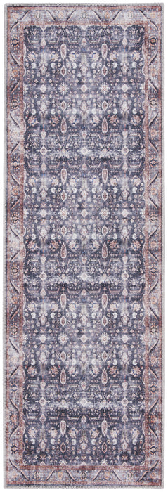 Oriental Power Loom Distressed Washable Non Skid Runner Rug - Blue And Ivory - 6'