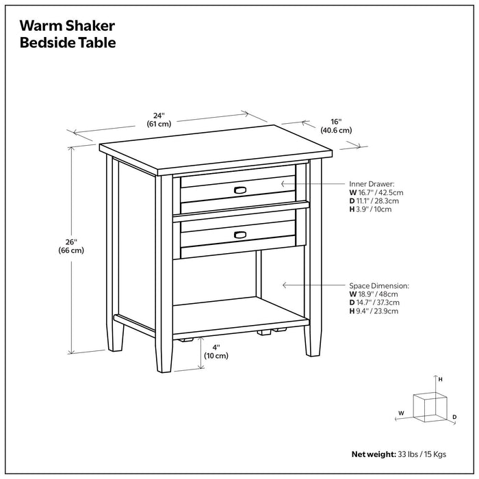 Warm Shaker - Bedside Table Simpli-Home