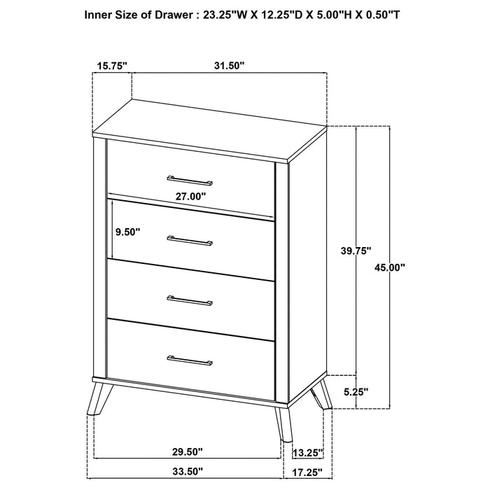 Georgina - 4 Drawer Bedroom Chest - Natural Wood Furniture Max