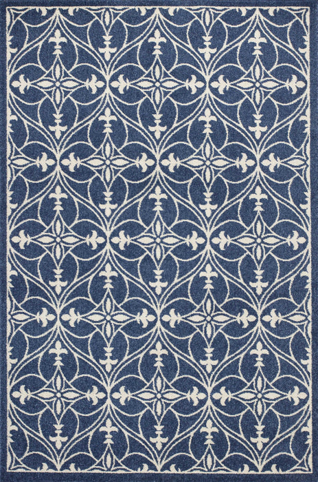 8' X 11' Machine Woven UV Treated Ogee Indoor / Outdoor Area Rug - Denim Blue