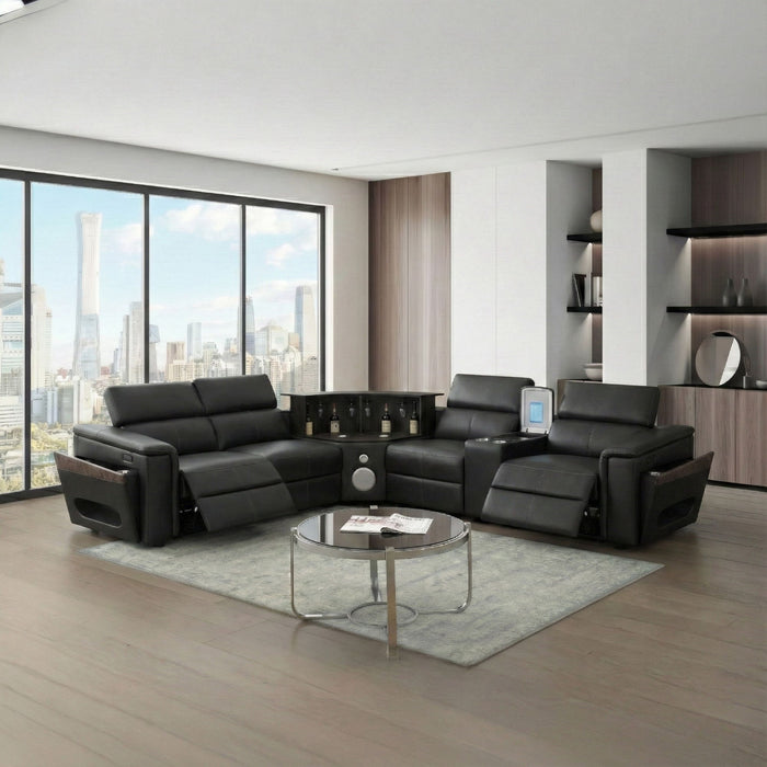 Nova - Sectional With Bluetooth Speaker, LED And Lifting Wine Cabinet Matrix Furniture Group