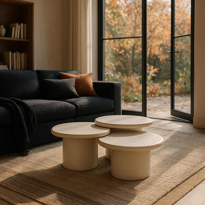Emara - 3 Piece Concrete And Fiberglass Indoor / Outdoor Coffee Table Meridian Furniture