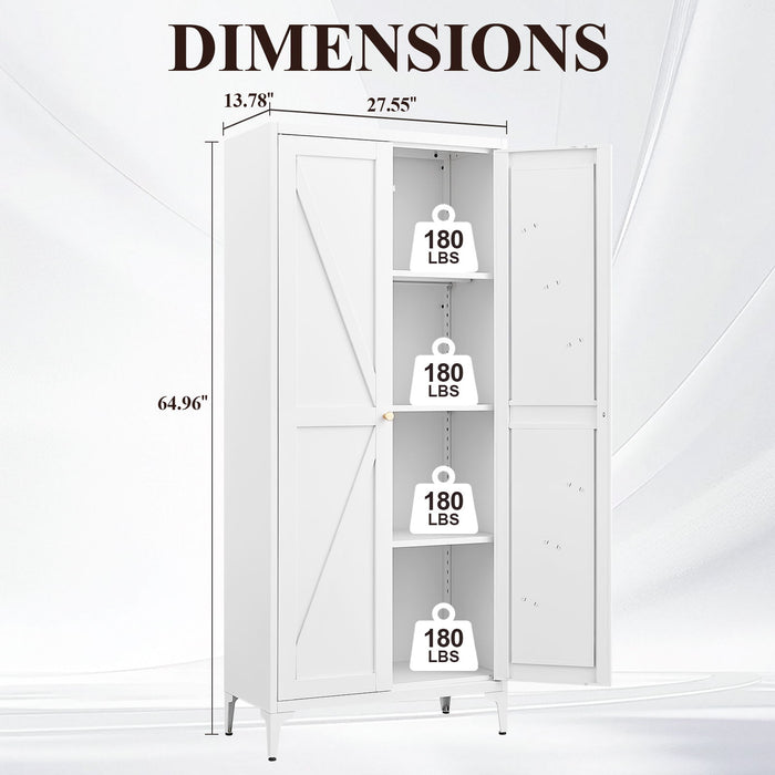 Adjustable 2 Door Kitchen Pantry Cabinet With Striped Design Home Essentials