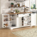 Sideboard With Extendable Table, Adjustable Shelves, 3 Tier Pull Out Rack - White Hearth and Haven