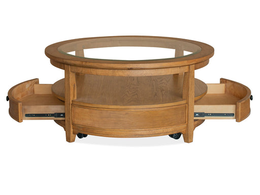 Durant - Round Cocktail Table With Casters - Honey Brown Magnussen Furniture