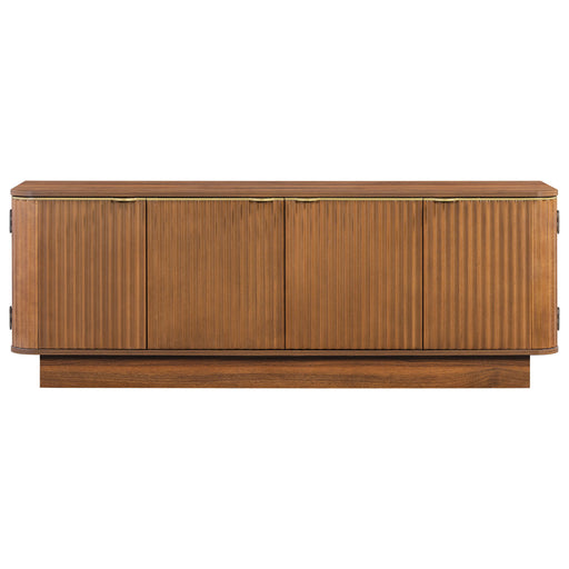 TV Stand, Fluted Media Console With Adjustable Shelves And Cable Holes Hearth and Haven