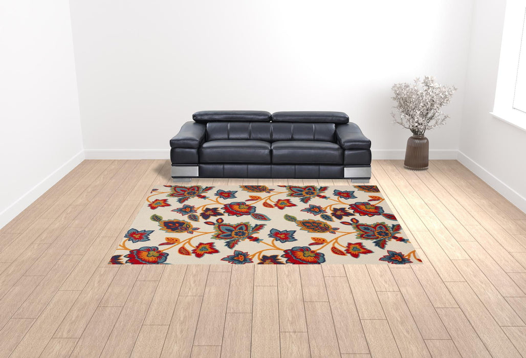 9' X 12' Floral Stain Resistant Area Rug Non Skid - Multicolor