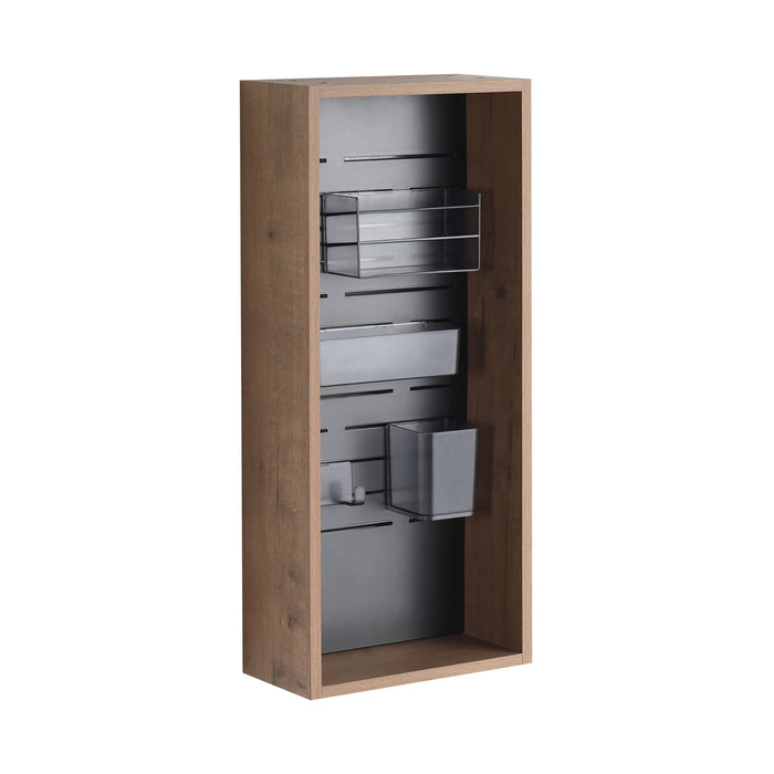 Wall Mounted Storage Cabinet With 4 Diy Accessories - Imitative Oak Home Essentials