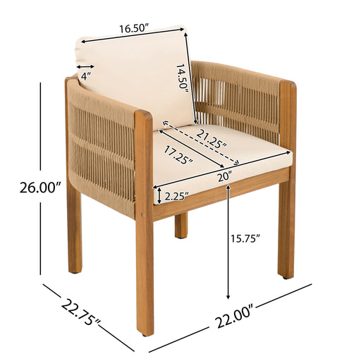 Outdoor Dining Chairs With Rope Handles (Set of 2) Noble House