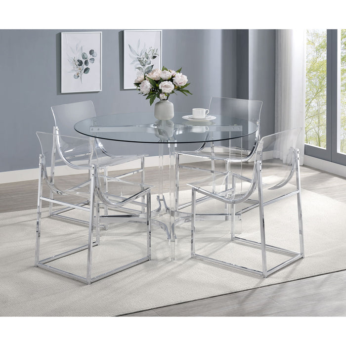 Uptown - 5 Piece Round Dining Set - Chrome Furniture Max