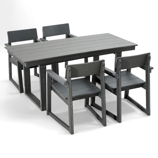 5 Piece Outdoor Dining Set, Table With Umbrella Hole And 4 Armrest Chairs Home Essentials