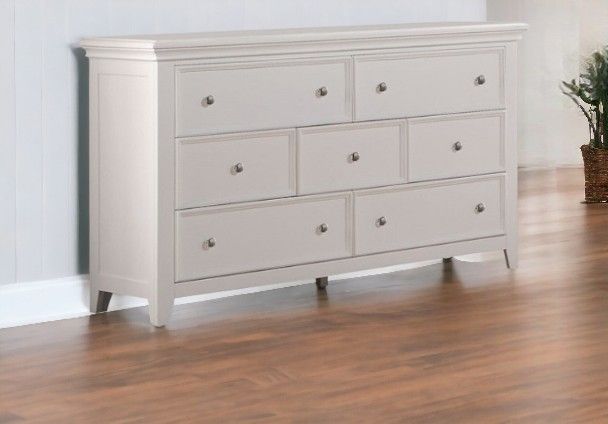 Solid Wood Seven Drawer Triple Dresser - White