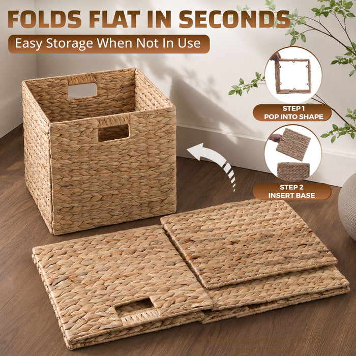 Folding Storage Baskets, Hand Cube Baskets With Cutout Handles Shelf Organizer, Toy Storage, Closet Storage (Set of 2) - Light Brown Daily Nest