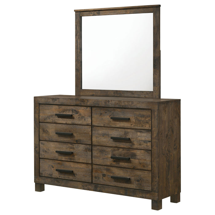 Bren - 8 Drawer Dresser With Mirror - Rustic Brown Furniture Max