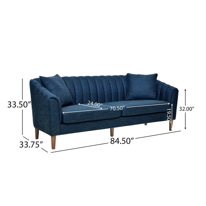 Contemporary 3 Seater Sofa With Button Tufted Design - Navy Blue Noble House
