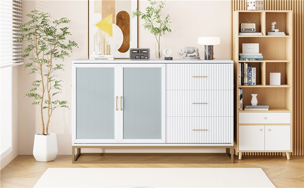 Murphy Bed With Frosted Glass Doors Design, Fake Drawers, Metal Legs Timeless Haven