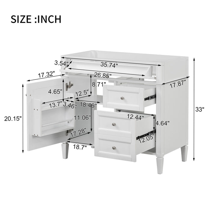 Bathroom Vanity With 2 Drawers And Tip-Out Drawer, Storage Cabinet Hearth and Haven