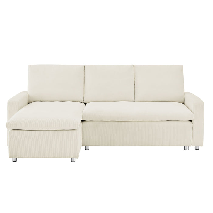 Convertible L Shaped Sleeper Sofa Bed With Reversible Chaise And Storage