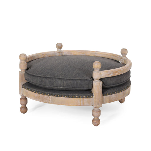 Round Pet Sofa, Wide Upholstered Pet Bed - Charcoal Noble House
