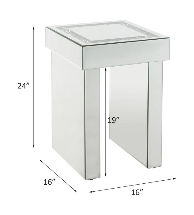 Noralie - 16" End Table With Faux Diamonds - Mirrored ACME