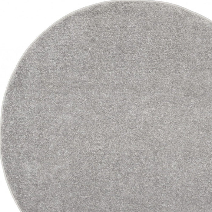 4' X 4' Round Non Skid Indoor / Outdoor Area Rug - Silver Gray