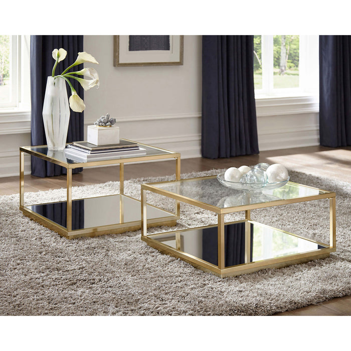 Emeline - 2 Piece Coffee Table Set - Brushed Brass Furniture Max