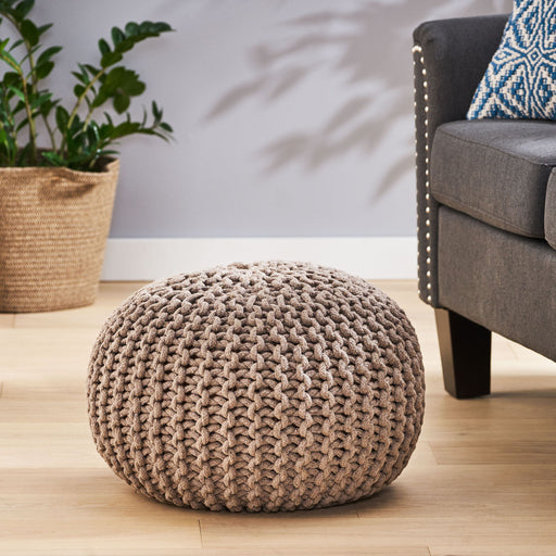 Moro - Knitted Round Pouf With Pumpkin Shape Noble House