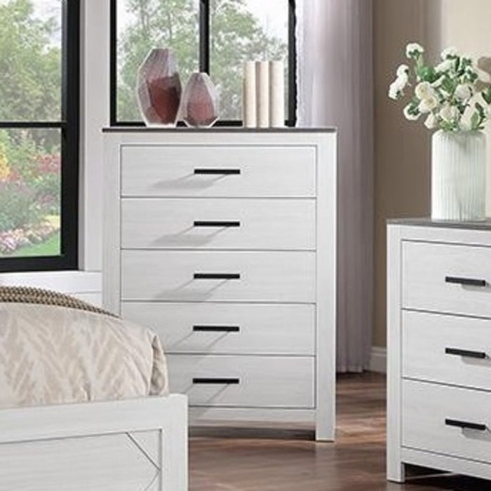1 Piece Chest 2 Tone Sleek Bar Bedroom Furniture - White Home Essentials