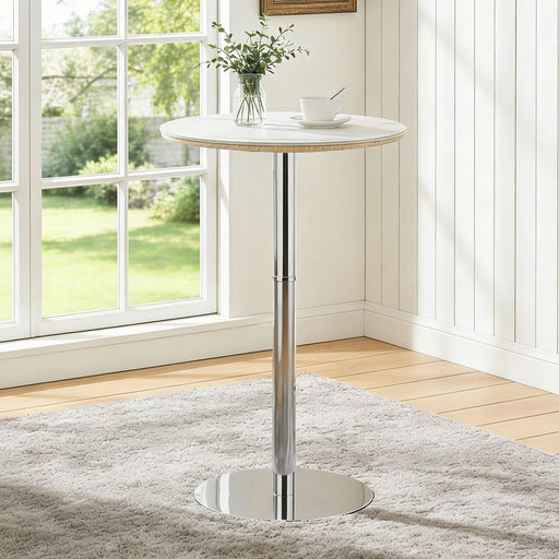 Circular Bar Table - White / Silver Home Essentials
